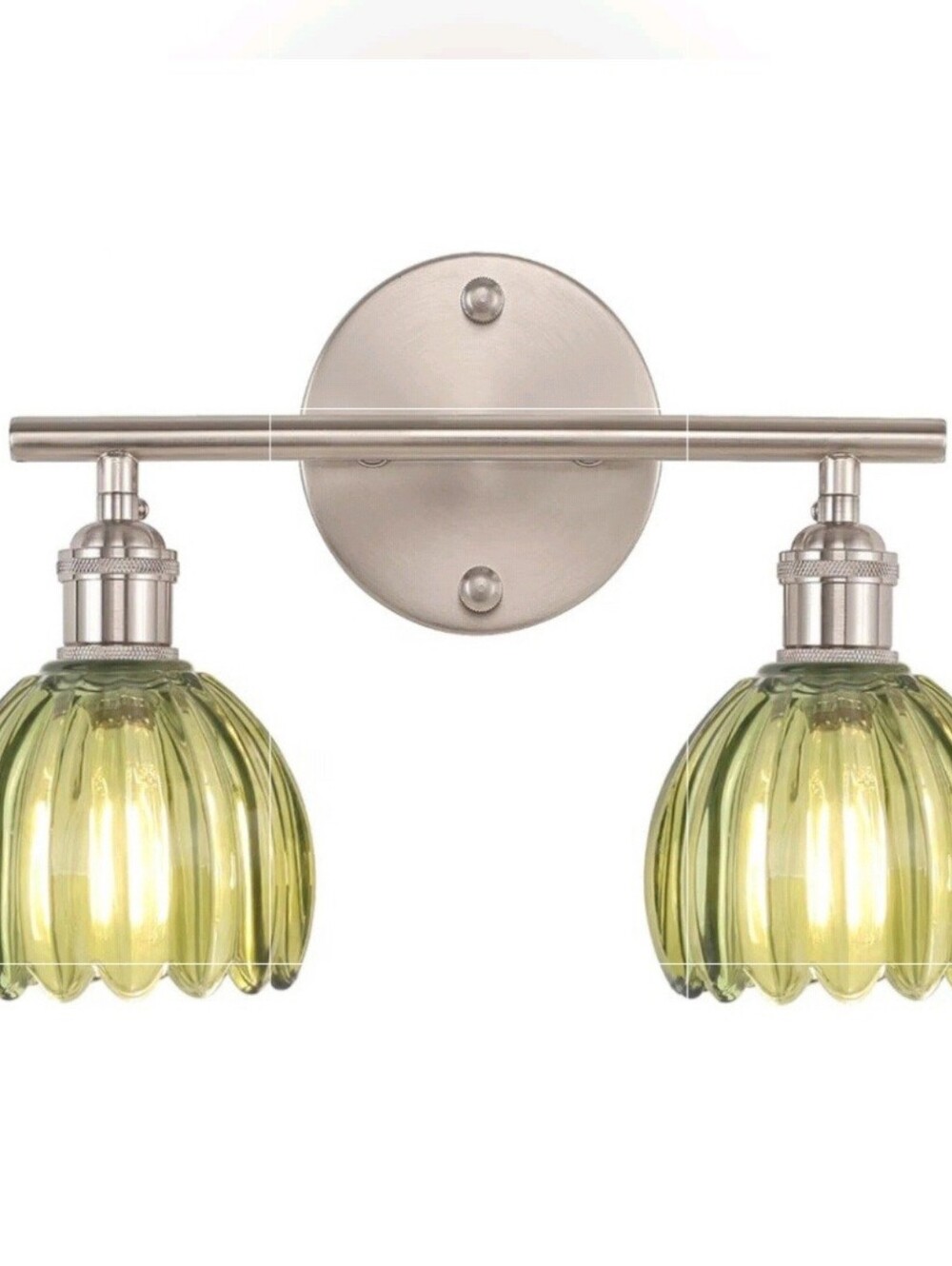 2- Light Vanity wall Light Over Mirror with Green Tulip Glass
